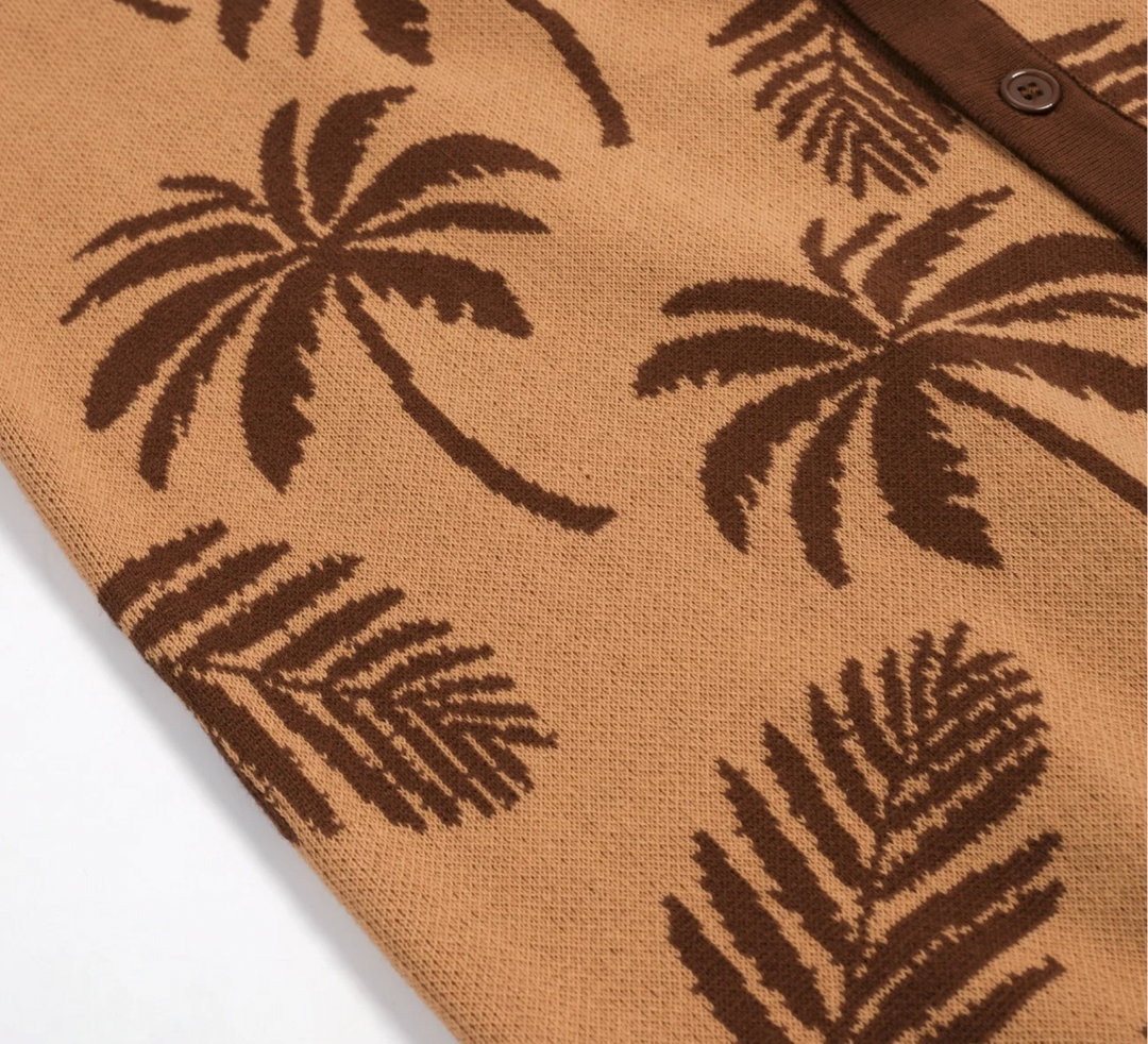 Dark Brown Vintage Coconut Jacquard Cardigan