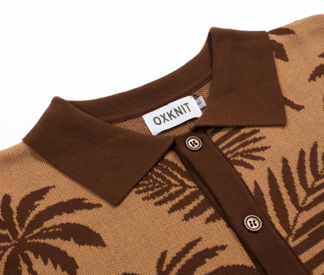 Dark Brown Vintage Coconut Jacquard Cardigan