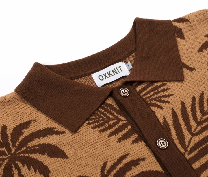 Dark Brown Vintage Coconut Jacquard Cardigan