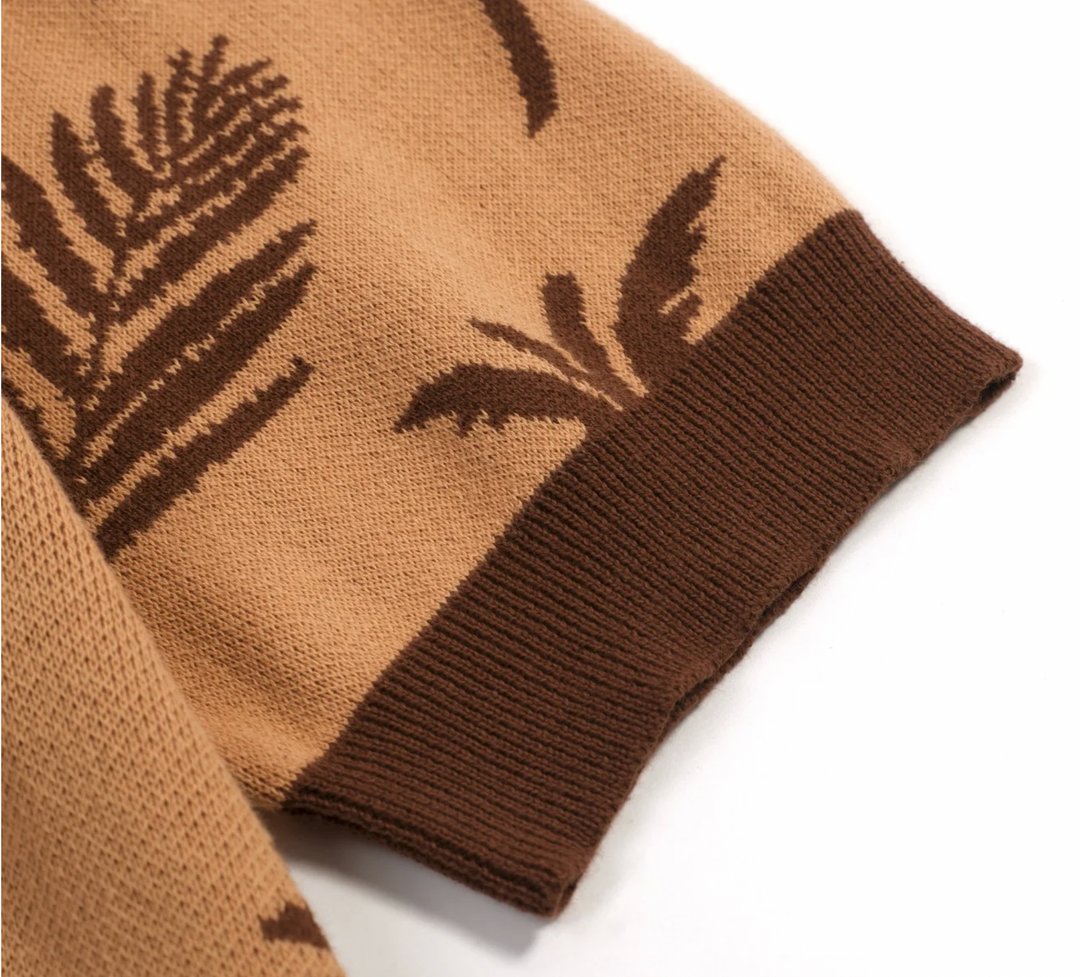 Dark Brown Vintage Coconut Jacquard Cardigan