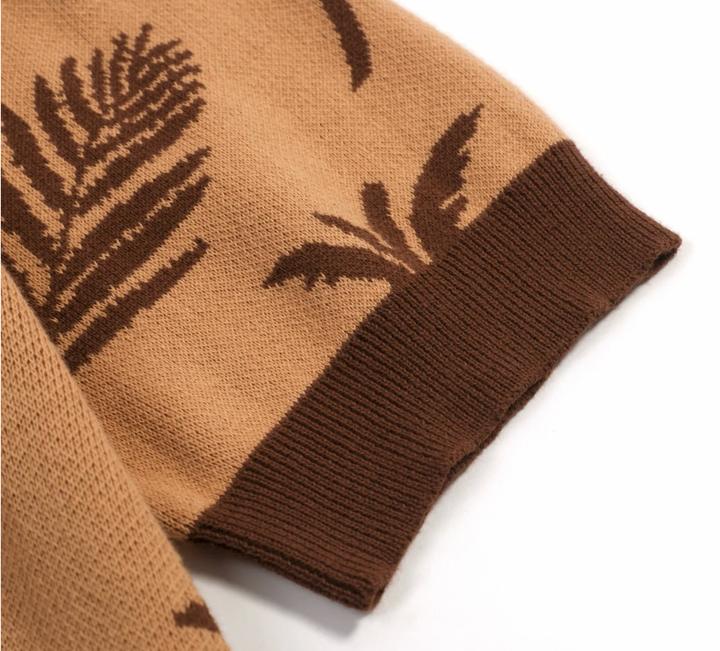 Dark Brown Vintage Coconut Jacquard Cardigan