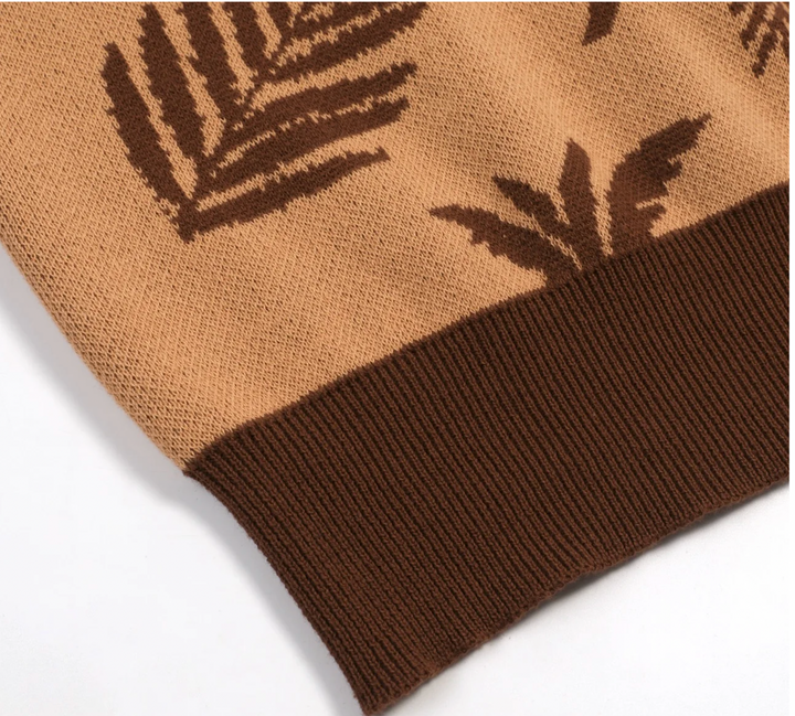 Dark Brown Vintage Coconut Jacquard Cardigan