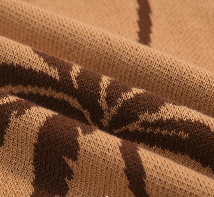 Dark Brown Vintage Coconut Jacquard Cardigan