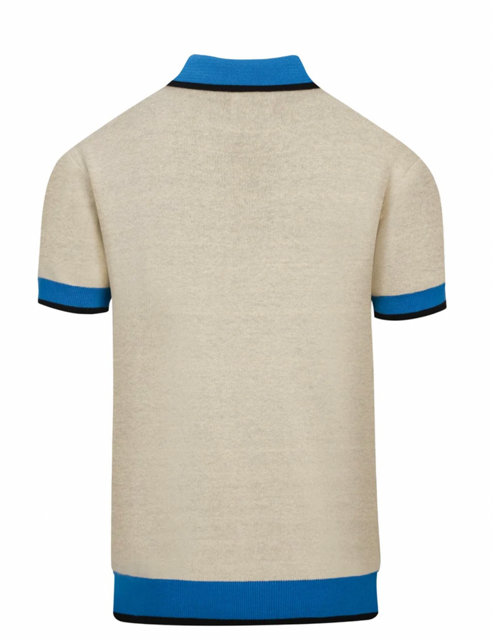 Multicolored Retro Bird Art Jacquard Polo Knit