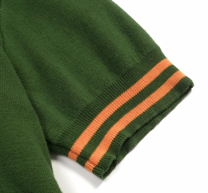 Green Guitar Retro V-neck short-sleeved polo