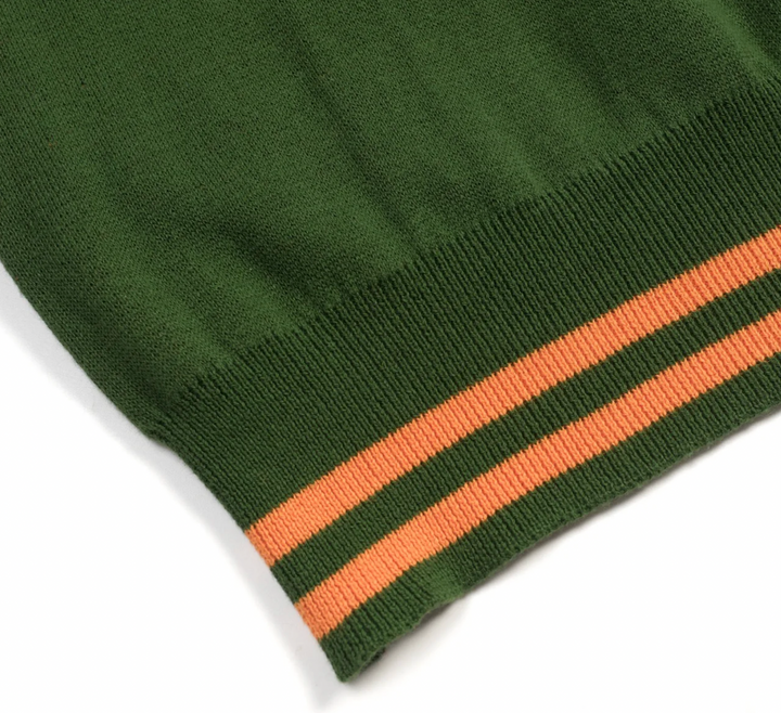 Green Guitar Retro V-neck short-sleeved polo