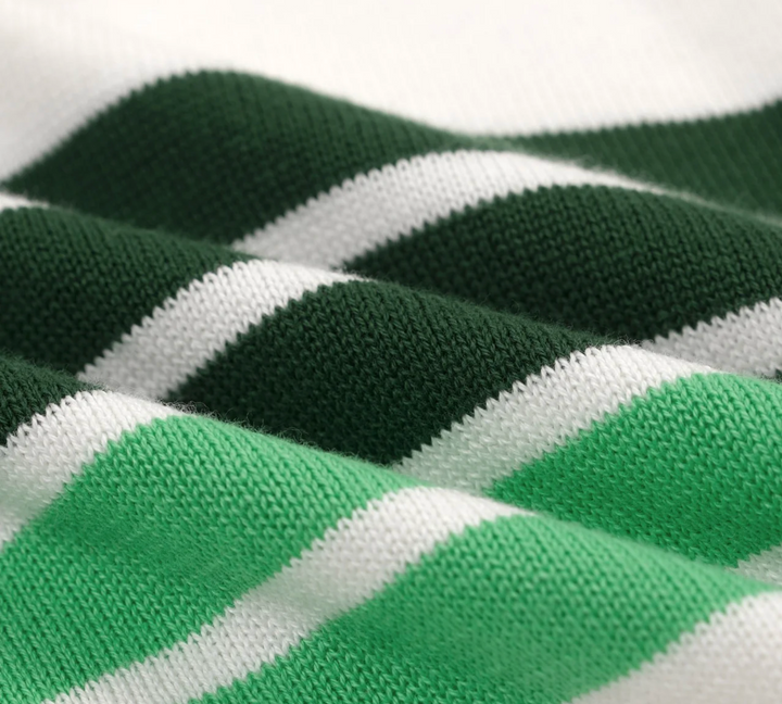Green Retro Fashion Striped Knitted Cardigan