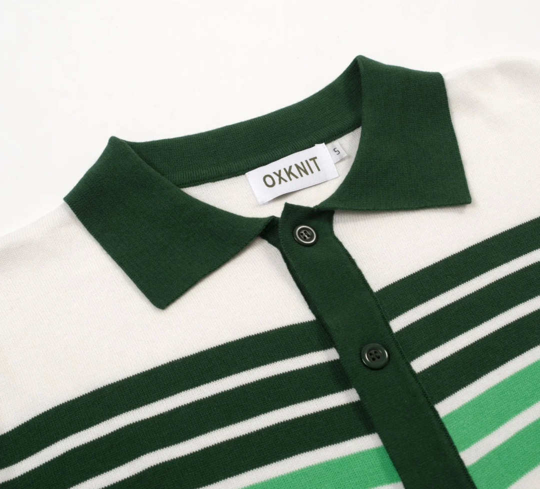 Green Retro Fashion Striped Knitted Cardigan