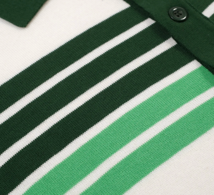 Green Retro Fashion Striped Knitted Cardigan