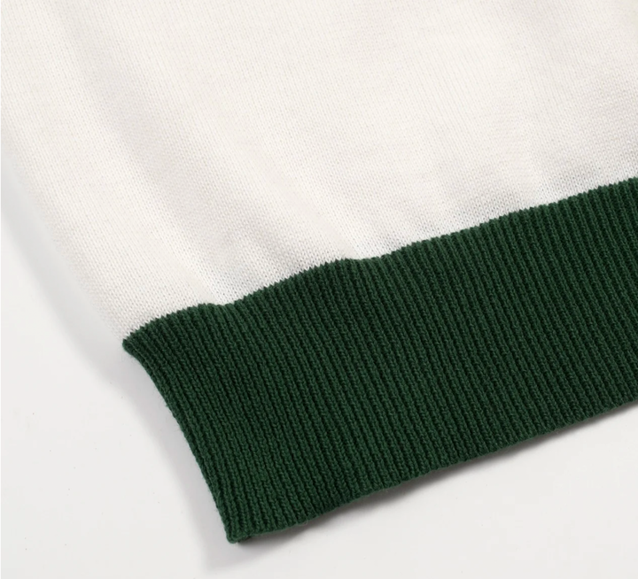 Green Retro Fashion Striped Knitted Cardigan