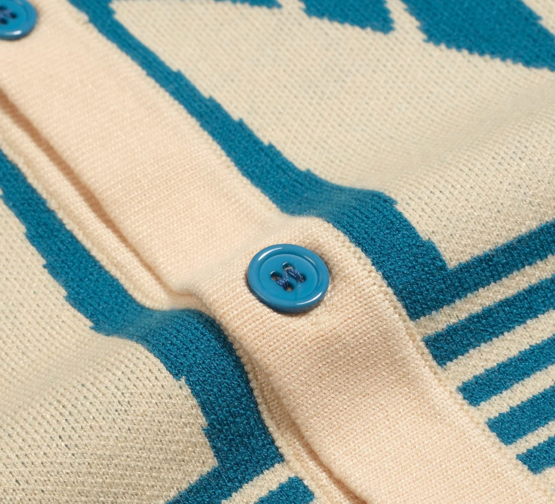 Blue Vintage Jacquard Art Sweater Jacket