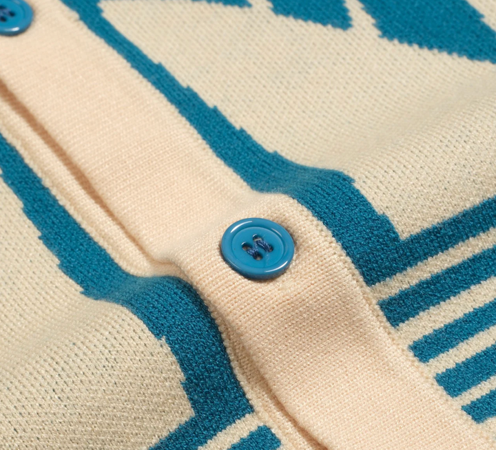 Blue Vintage Jacquard Art Sweater Jacket