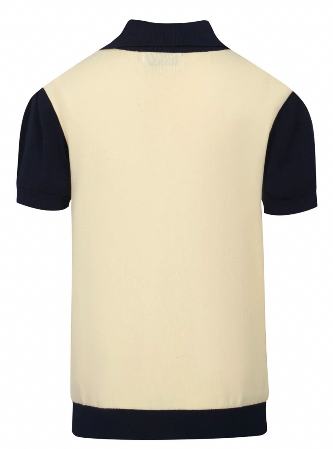 60s Star Print Knit Polo Navy & Cream Retro Mod Style