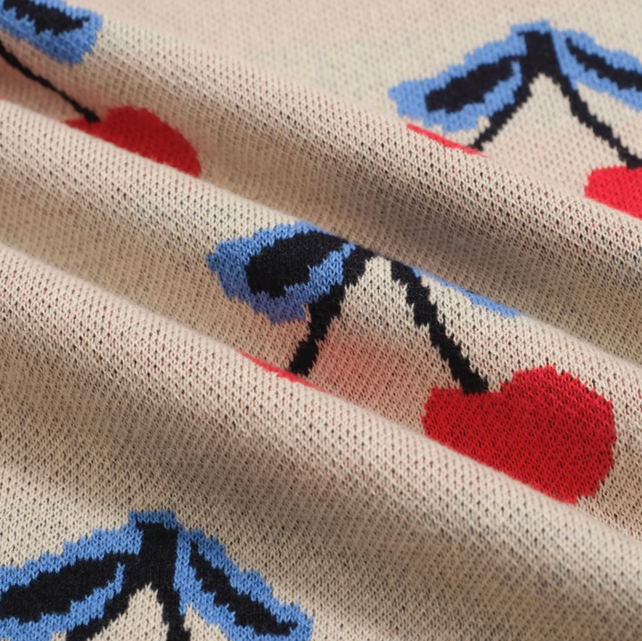 1970s Beige Cherry Knit Tee