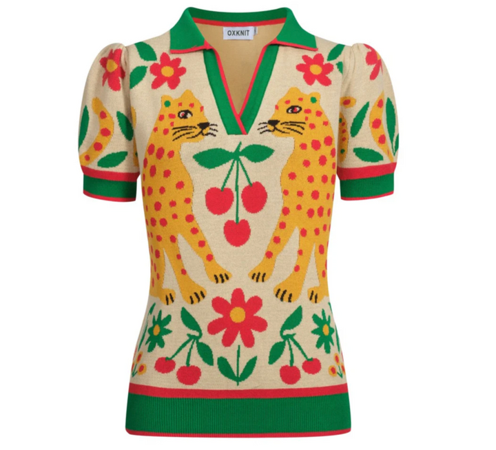 Animal Garden Jacquard Polo Apricot