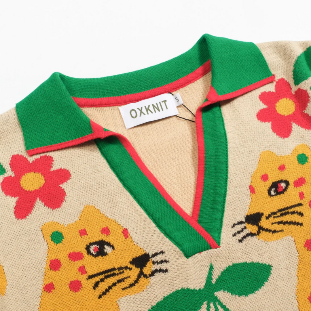 Animal Garden Jacquard Polo Apricot