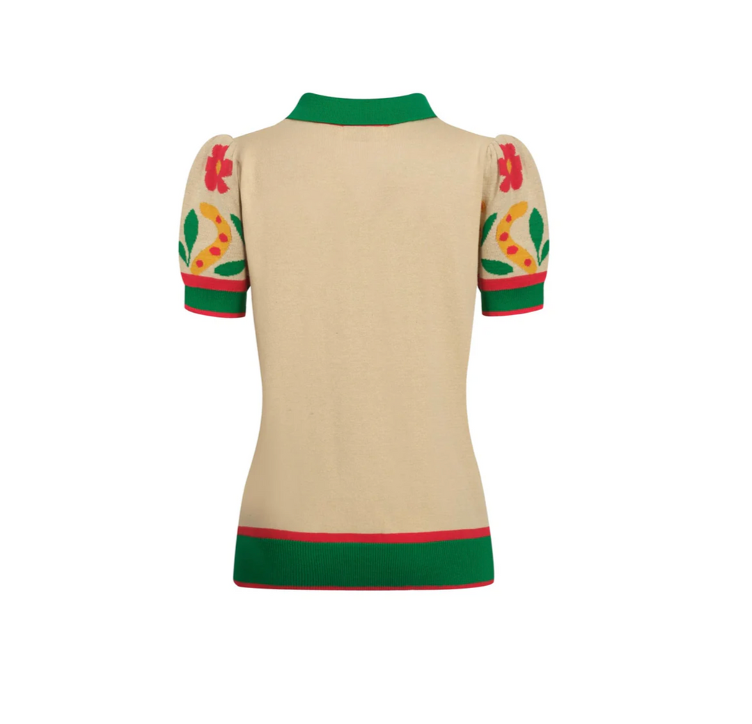 Animal Garden Jacquard Polo Apricot