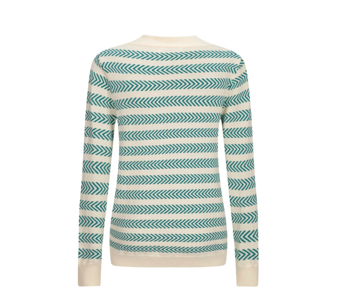 Striped Vintage Street Knit Polo Shirt Apricot