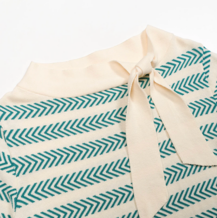 Striped Vintage Street Knit Polo Shirt Apricot