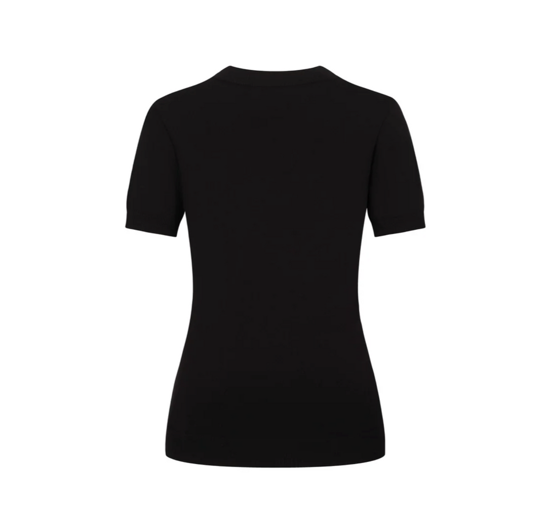 Classic Black Bird Embroidered knit T-shirt