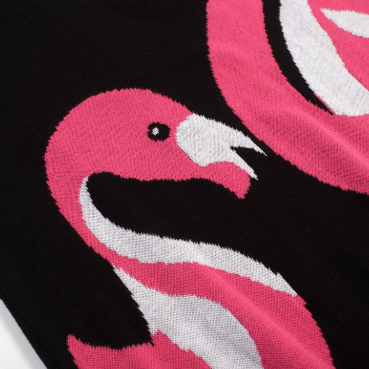 Vintage Animal Jacquard Knit Tee Black/Flamingo