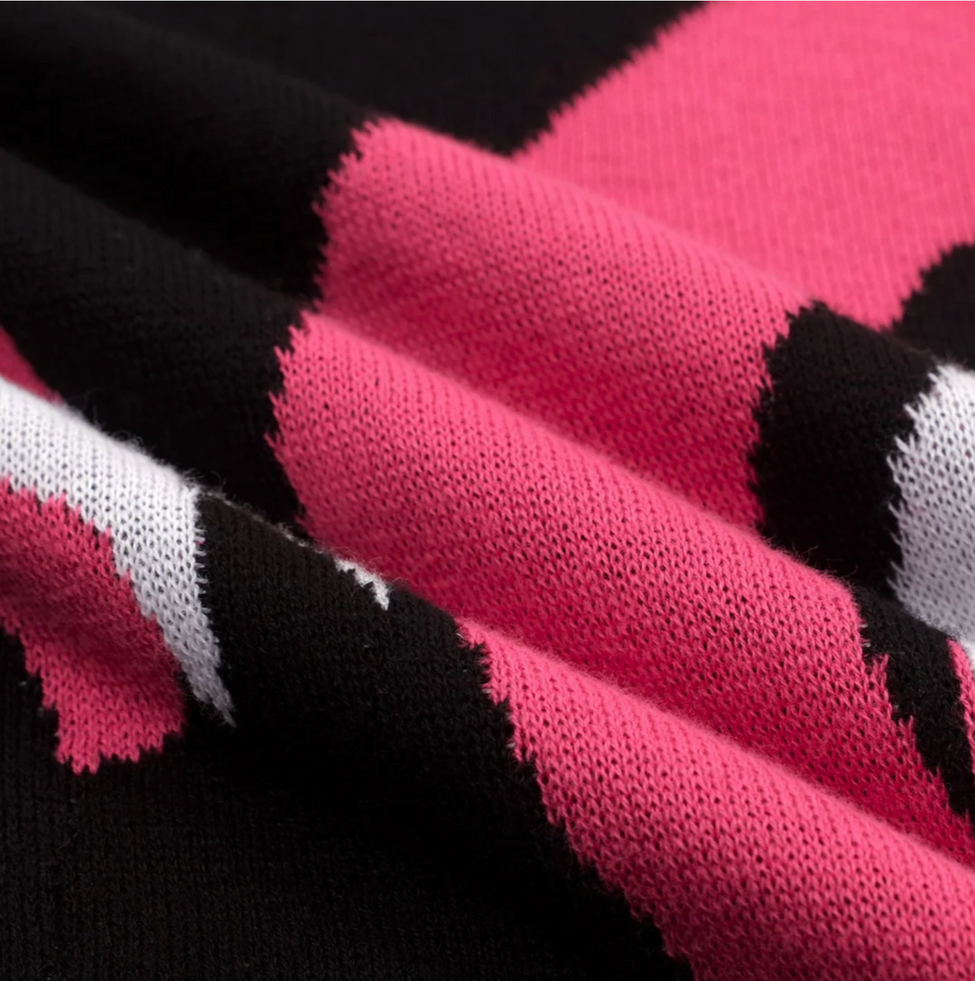 Vintage Animal Jacquard Knit Tee Black/Flamingo