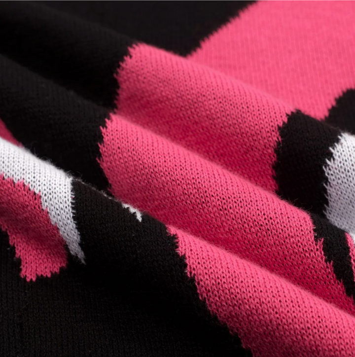 Vintage Animal Jacquard Knit Tee Black/Flamingo
