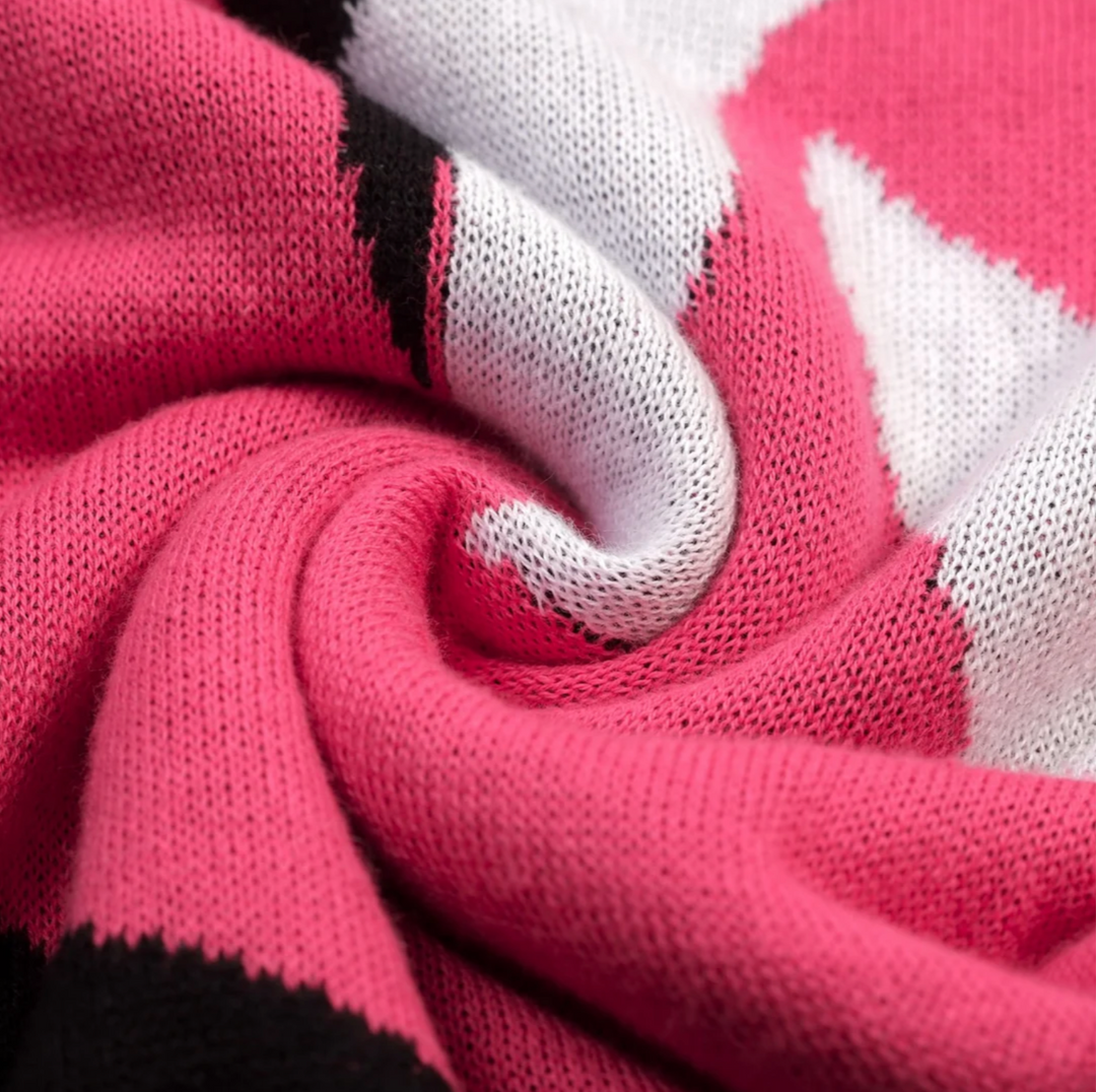 Vintage Animal Jacquard Knit Tee Black/Flamingo