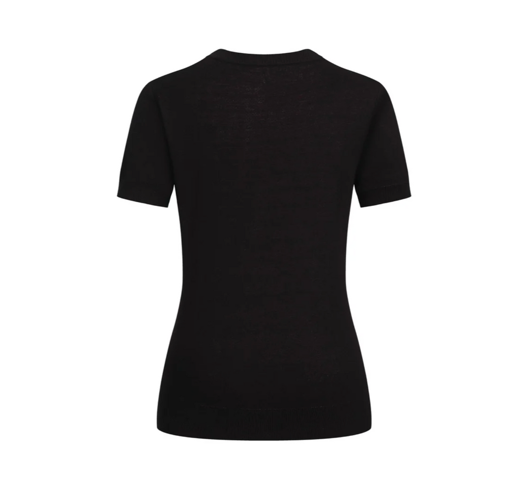 Vintage Animal Jacquard Knit Tee Black/Flamingo