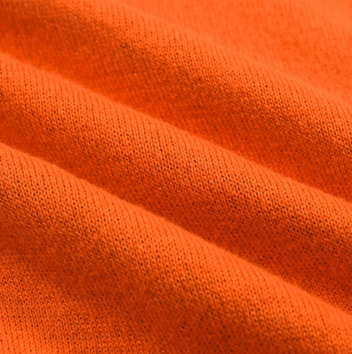 Retro Knitted Shoulder-Sleeved T-shirt Orange Daisy