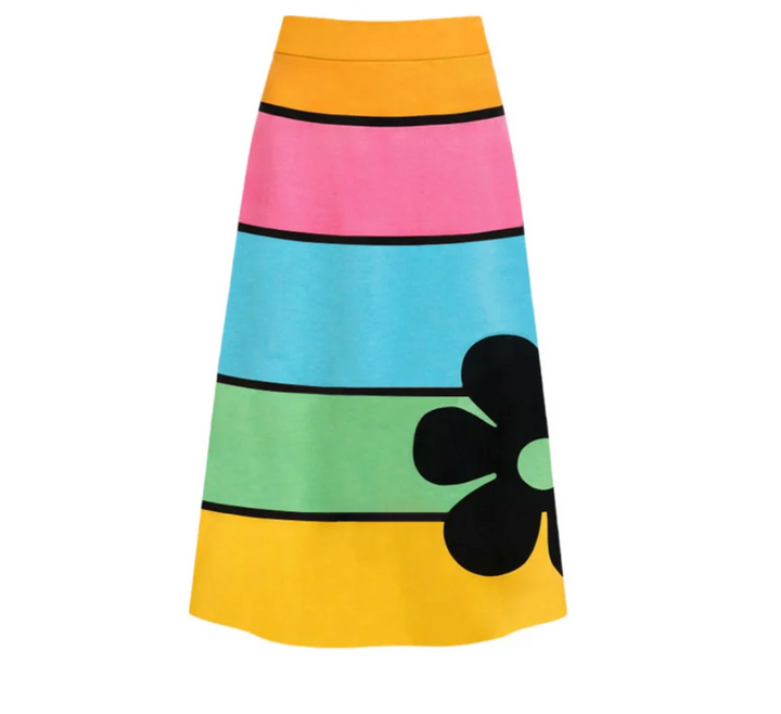 60s Mod Artistic Jacquard Knit Skirt