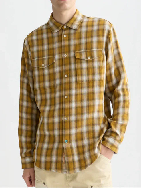 Double Cloth Check Relaxed-Fit Shirt Raffia Check