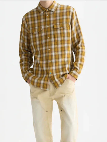 Double Cloth Check Relaxed-Fit Shirt Raffia Check