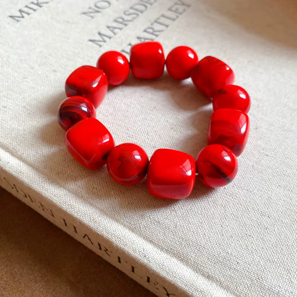 Acrylic Irregular Square Round Beaded Bracelet