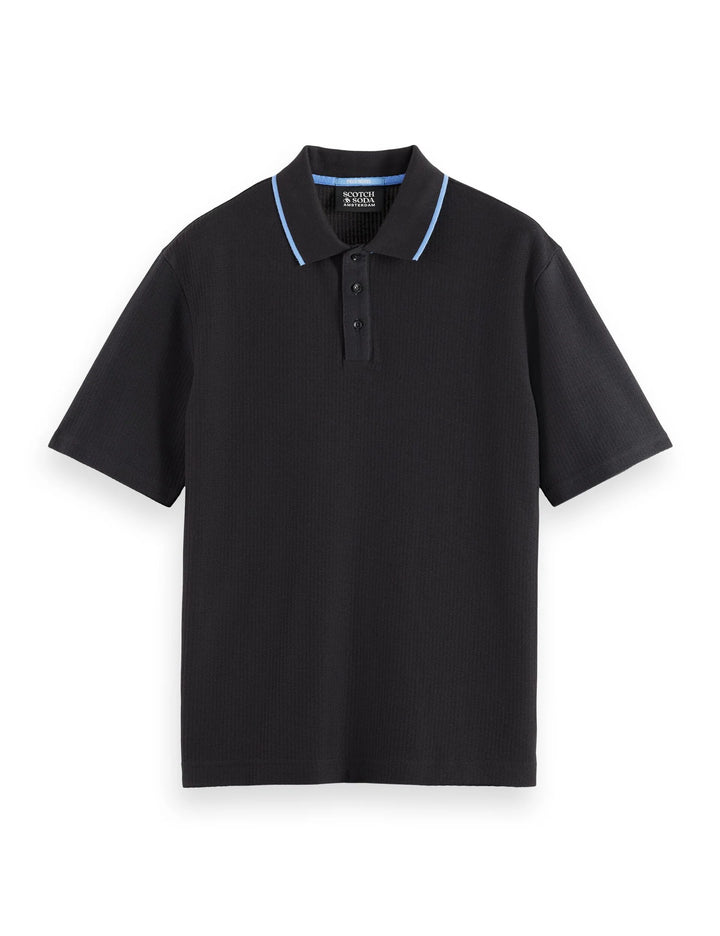 Structured Ribbed Relaxed-Fit Polo Meteorite