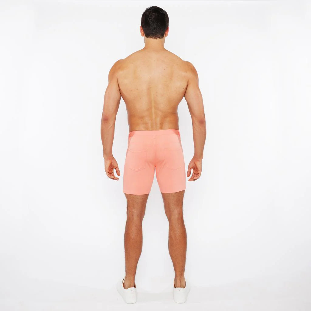 Peach Amber 5" Inseam Solid Stretch Knit Jeans Shorts St-1932