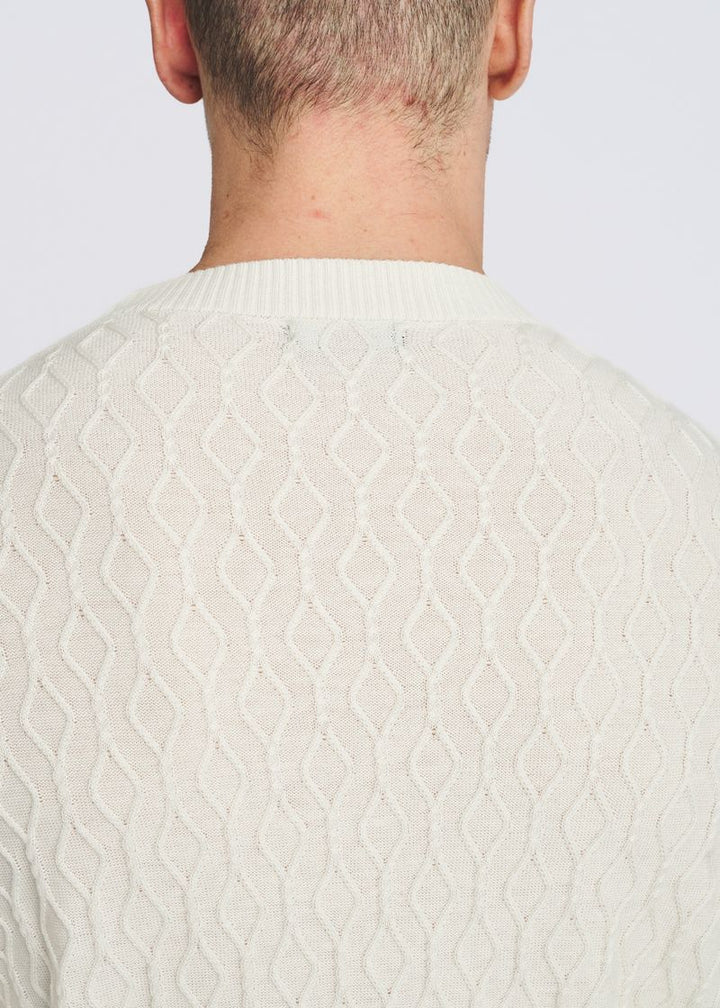 Cable Knit Crew Neck Wool Blend Sweater