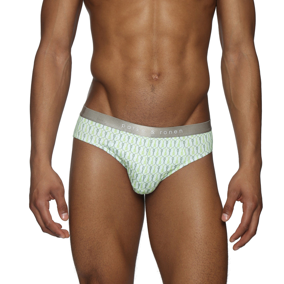Lime Sailor's Knot Printed Low Rise Brief - Parke & Ronen