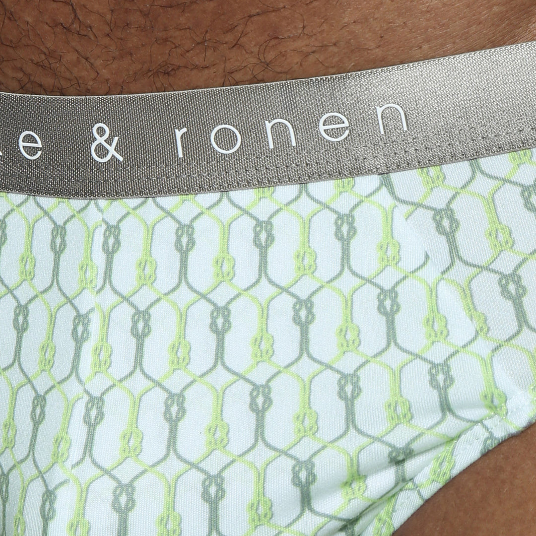 Lime Sailor's Knot Printed Low Rise Brief - Parke & Ronen