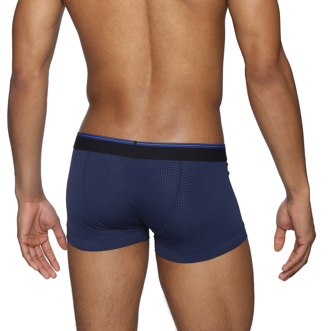 Navy Wave Mesh Low Rise Trunk - Parke & Ronen