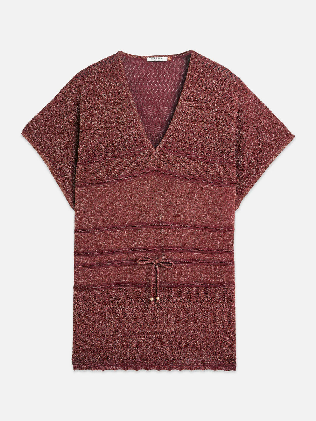 Metallic Pointelle Knitted Tunic Burnt Henna U9A01246T