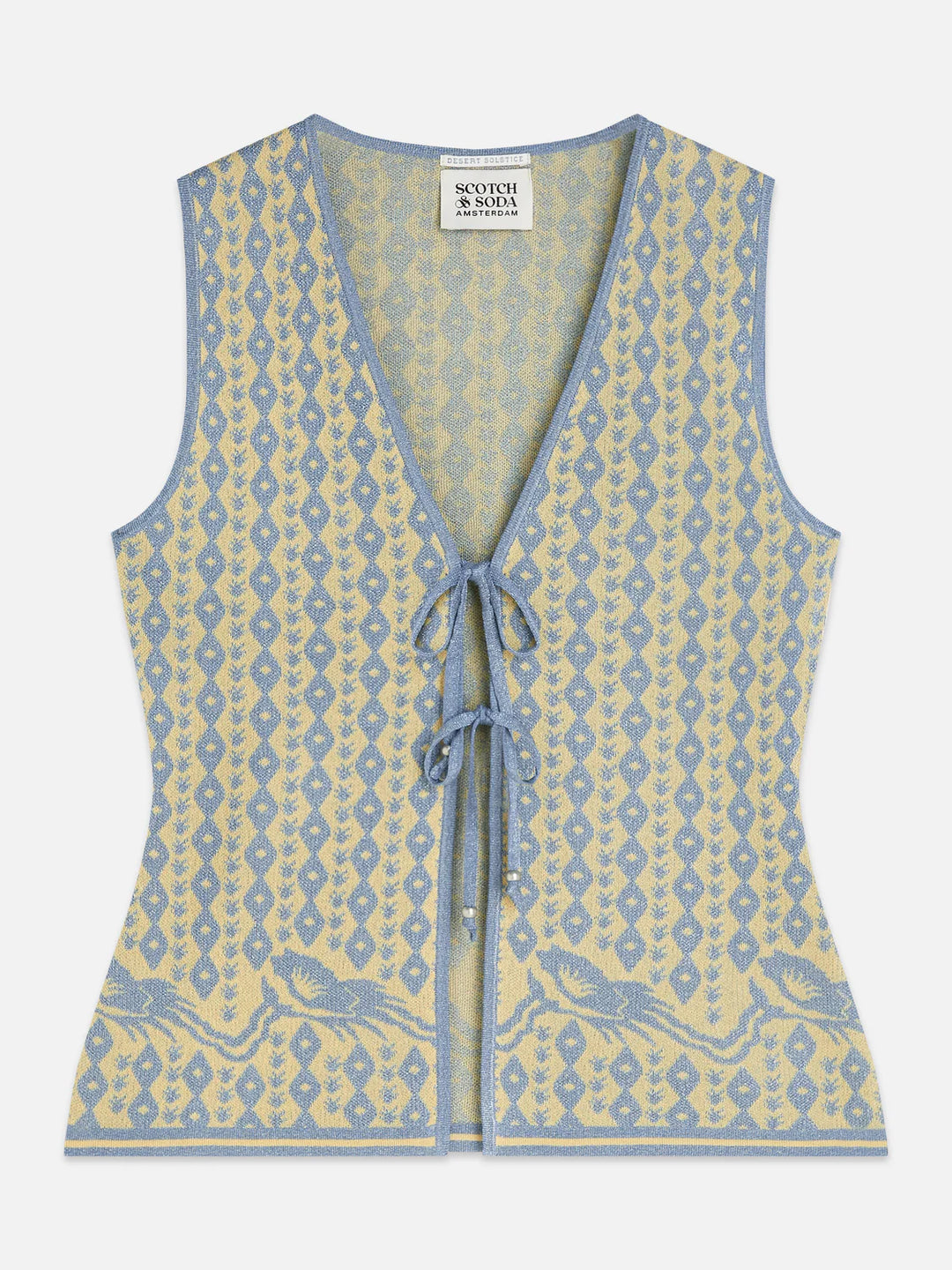 Jacquard Knitted Vest Cactus Stripe Placed Raffia U9A01247T