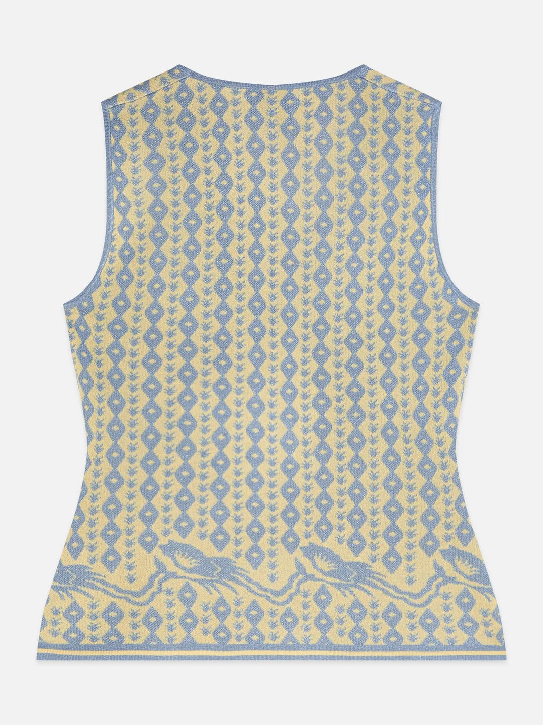 Jacquard Knitted Vest Cactus Stripe Placed Raffia U9A01247T