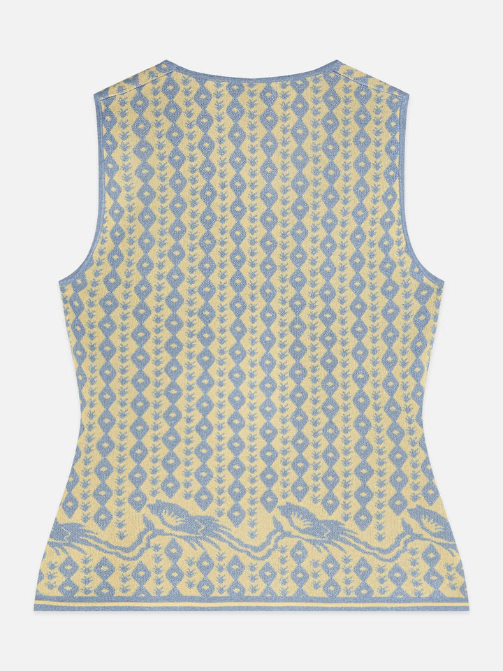 Jacquard Knitted Vest Cactus Stripe Placed Raffia U9A01247T