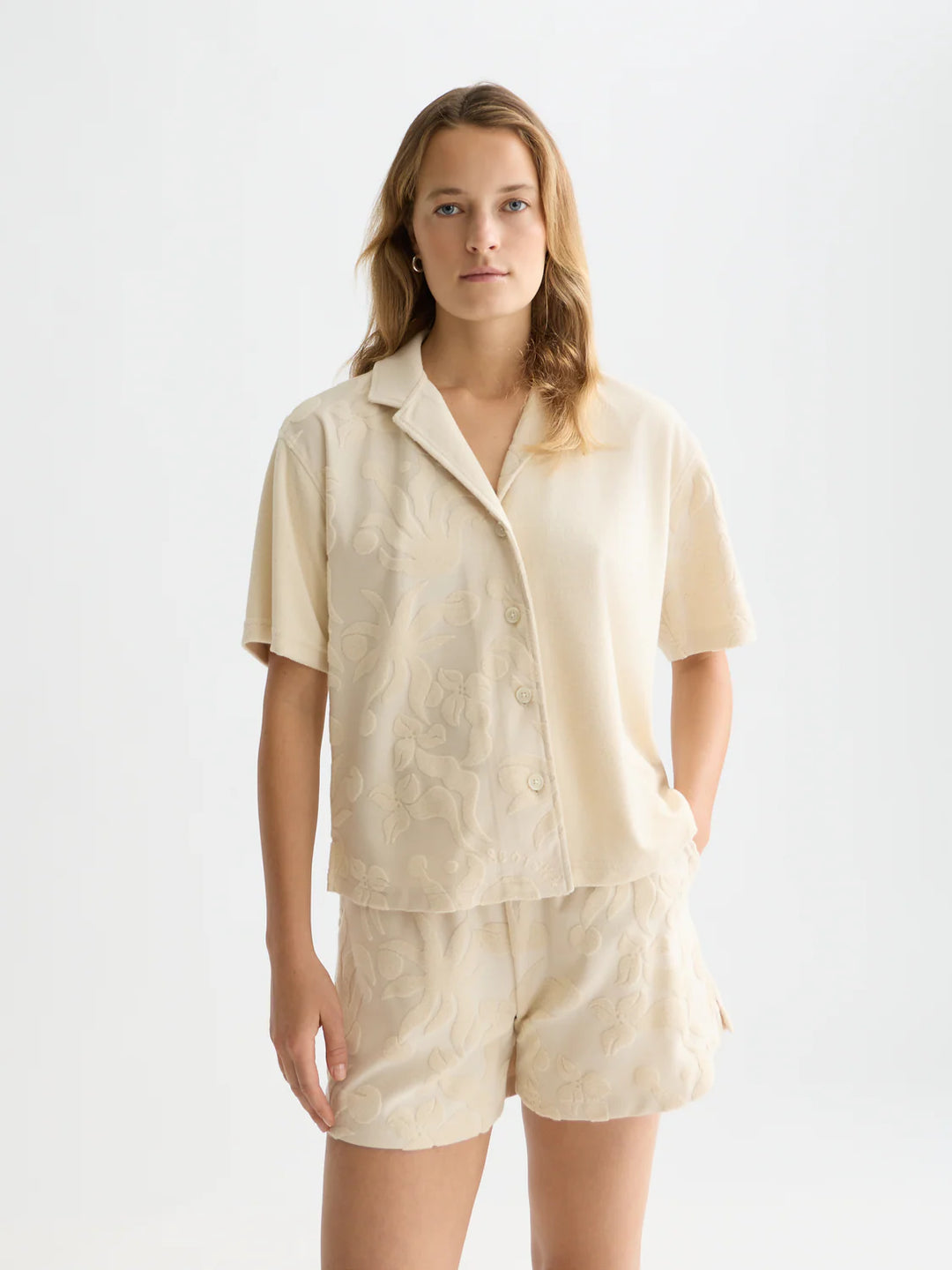 Towelling Shortsleeved Shirt Fog U9A01390T