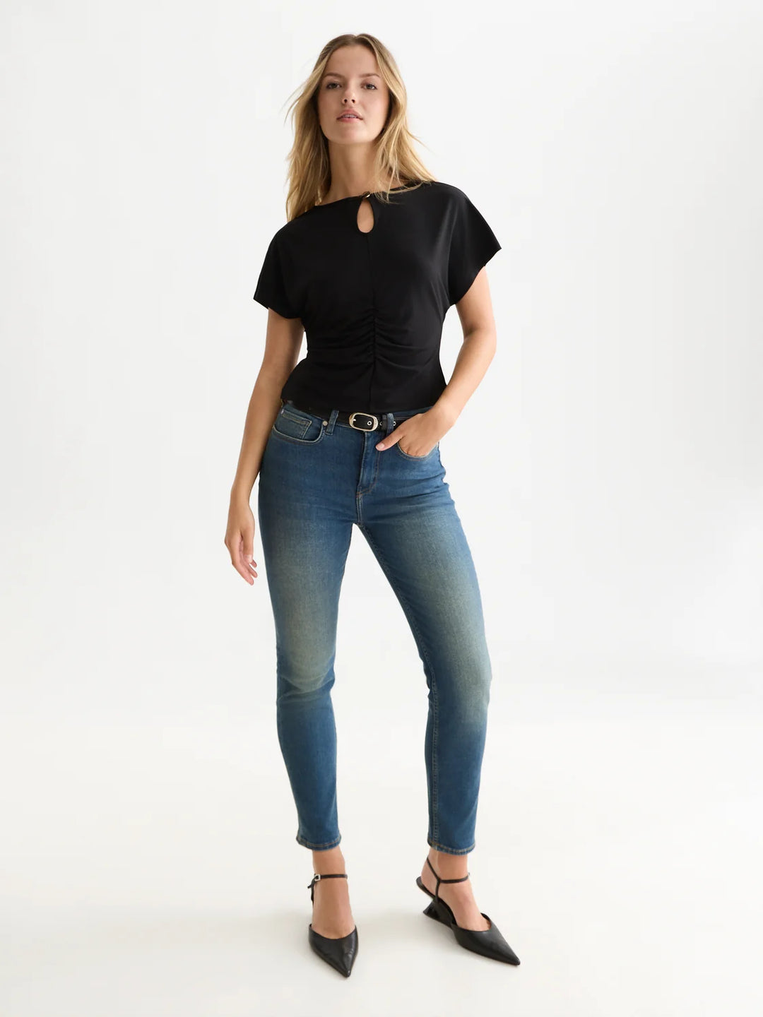 Ruched T-Shirt - Meteorite