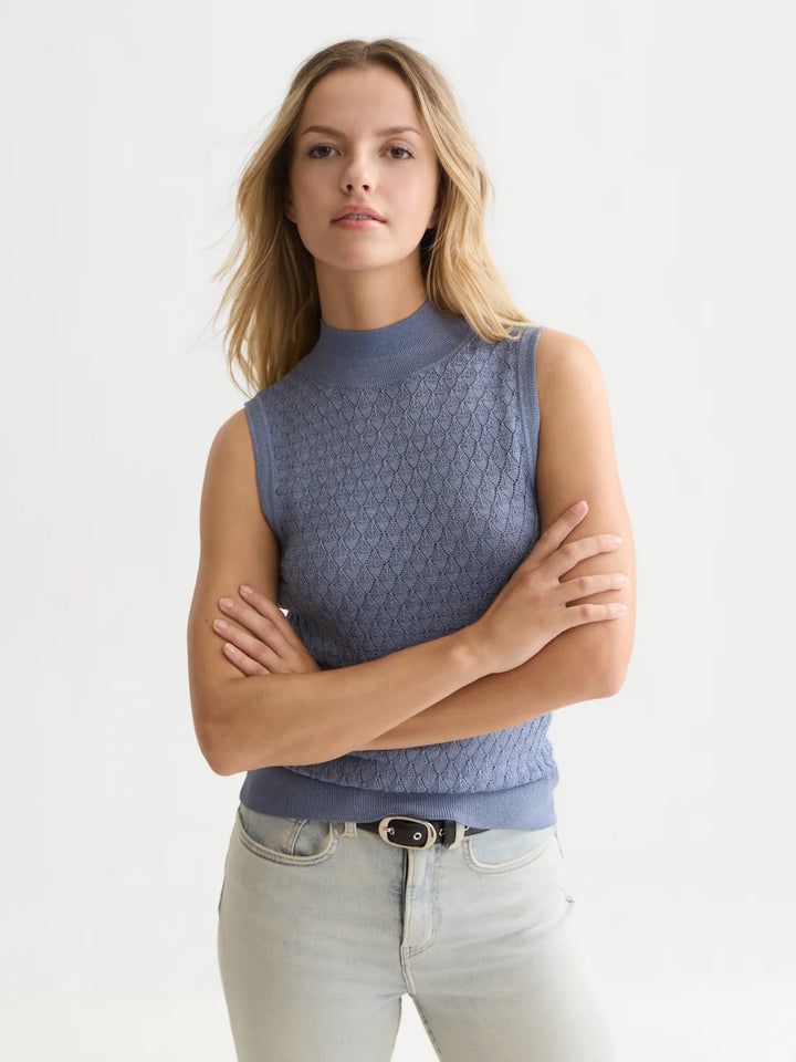 Pointelle Metallic Knitted Tan - Stonewash