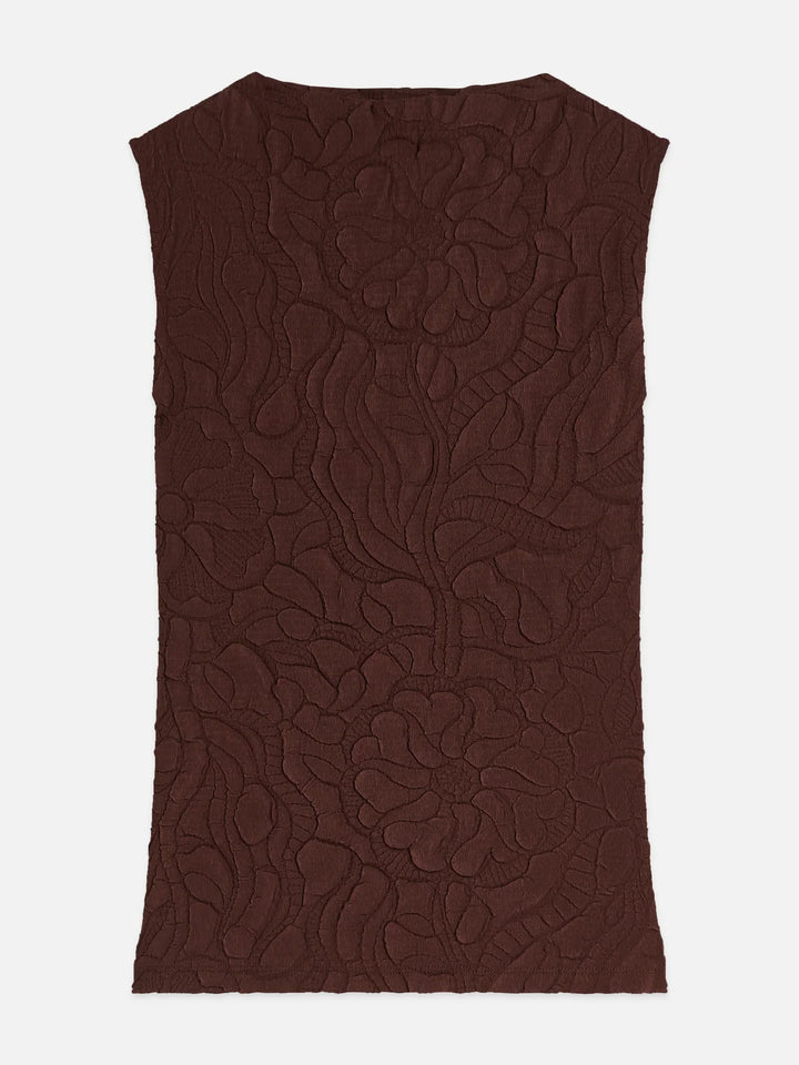 Embossed Pleat Mock Neck Tank