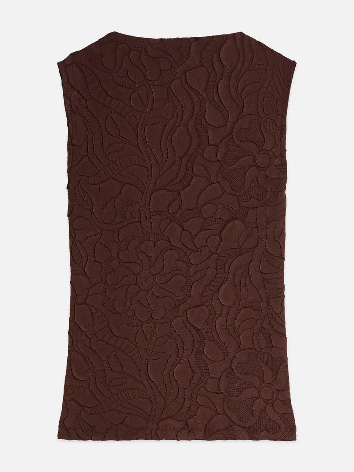 Embossed Pleat Mock Neck Tank