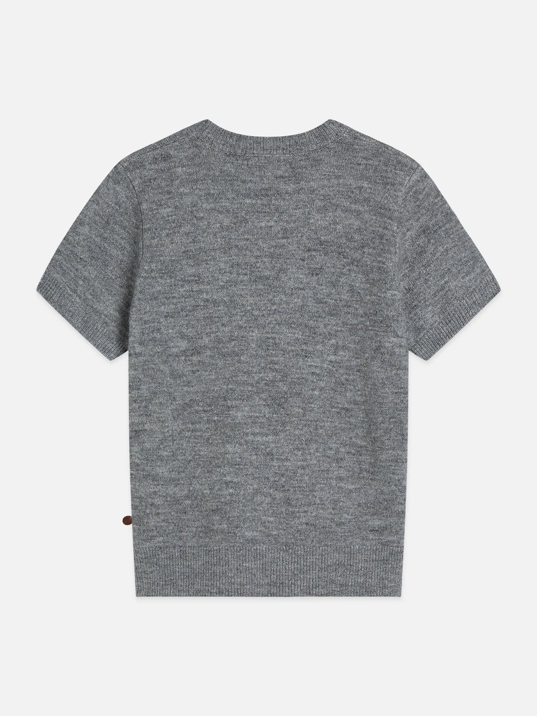 Embroidered Short-Sleeved Pullover - Grey Melange